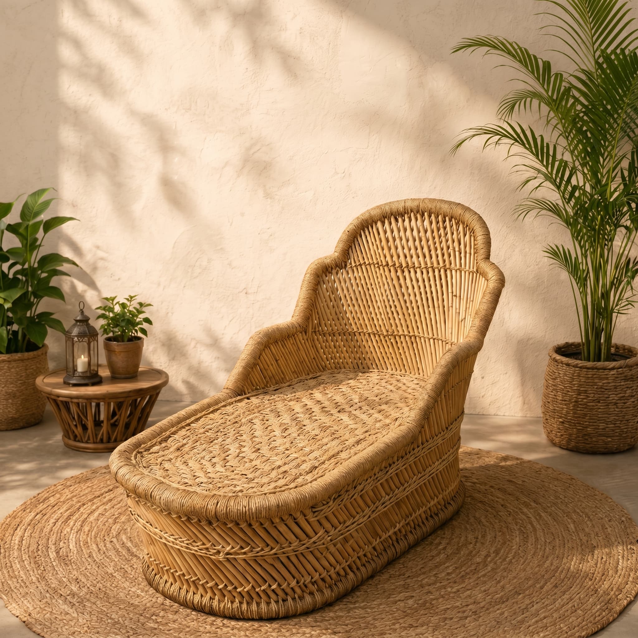 Jute & Bamboo Long Chair - View 1