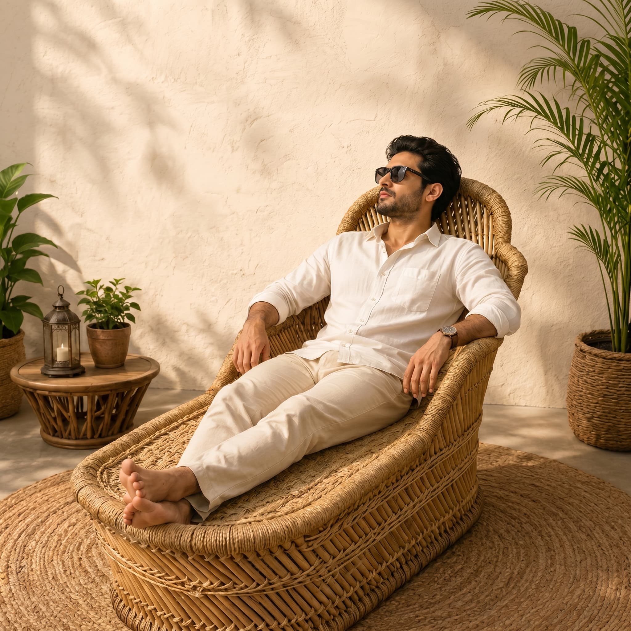 Jute & Bamboo Long Chair - View 2